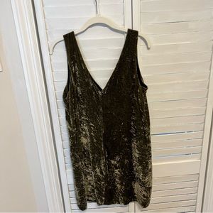 Small deep green velvet shift dress